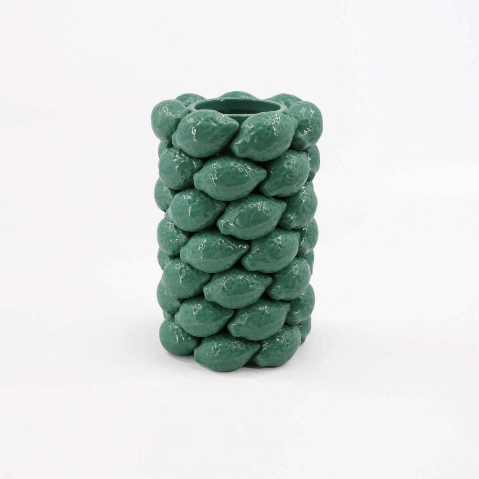 Gralara Florero Cerámica con Cítrico corativo Jarrón Cerámica con Cítrico Bonito Jarrón Limones en Relieve para Mesa, 18-18-30cm, H0821g