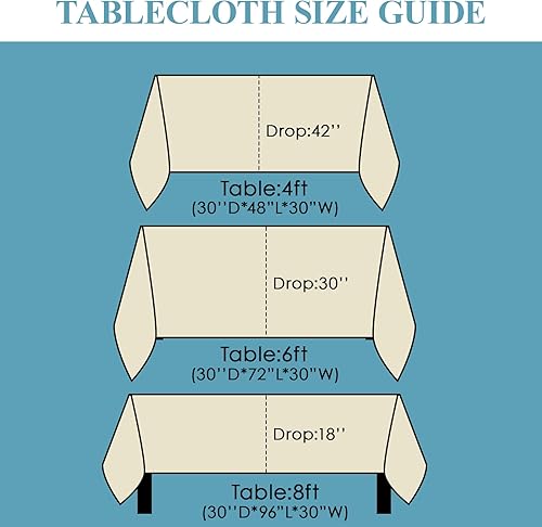 Miniatura 107 de VidaFete Mantel rectangular de poliéster de 90 x 132 pulgadas, resistente a las manchas, a las arrugas, para cocina, comedor, fiesta, boda