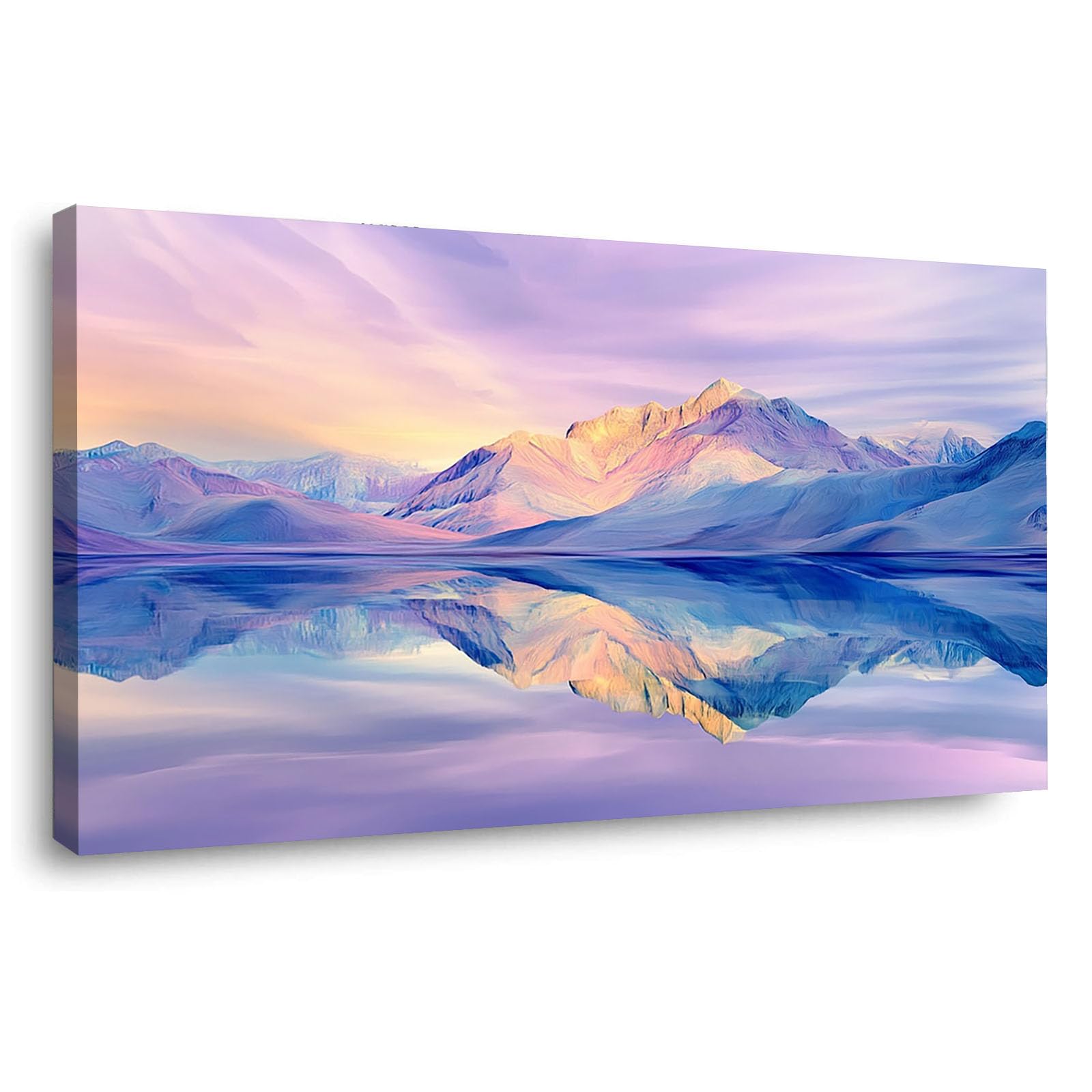WIKEO Beach Pictures on Canvas Wall Art Abstract Landscape Painting Modern Prints Seaview Landscape Artwork - for Living Room Bedroom Home Office Wall Decoration(Purple 4)-30x60cm Framed