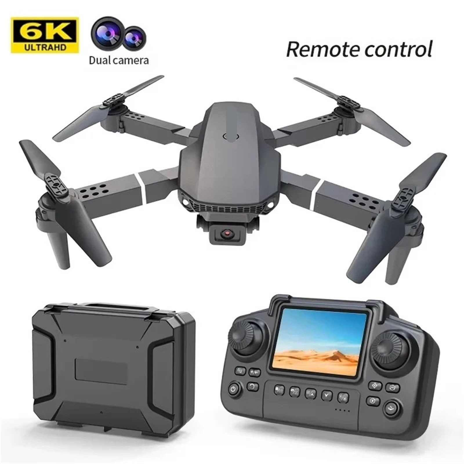 Dron De Fotografía Aérea HD Con Cámara Dual 4K Y Pantalla, Cuadricóptero RC Plegable For Uso En Exteriores