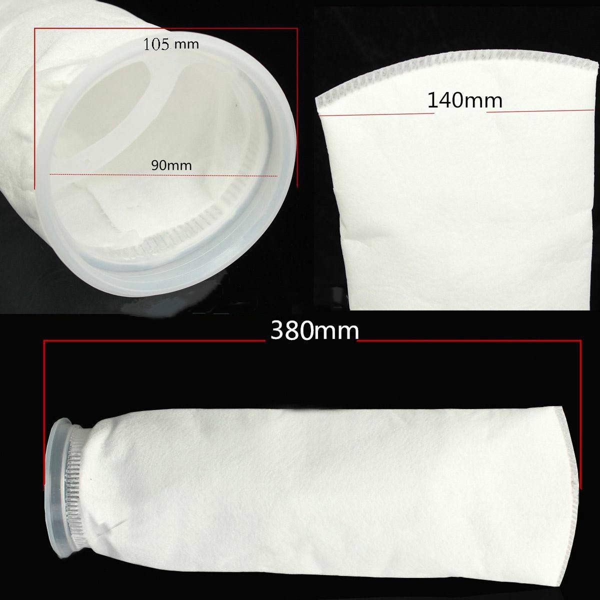 10 sacchetti filtranti bianchi da 200 micron, in polipropilene + poliestere, per acquario, acquario, pozzetto, in feltro, con filtro meccanico da 10,2 cm di diametro