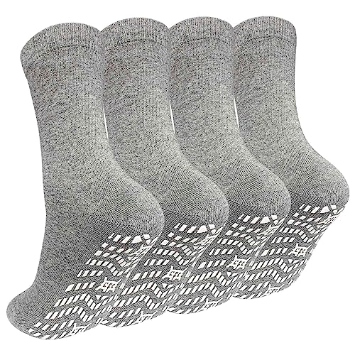Image of ZAKASA Non Slip Grip Socks - Non Skid Crew Grippy Socks for Men Women Anti Slip Grippers for Elderly Hospital Yoga Pilates