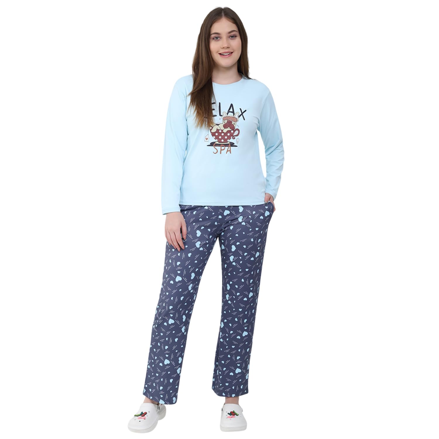 Monte Carlo Women’s Printed Lower Set | Regular Fit | Full Sleeve | Round Neck | Pull-On Closure | Winter Set for Women