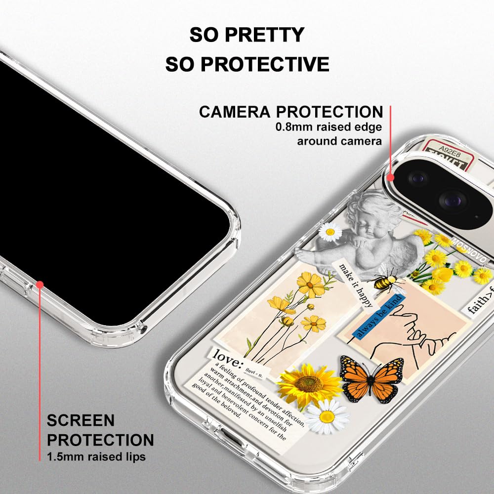 MOSNOVO Case for Google Pixel 10 & Pixel 10 Pro, [Buffertech 6.6ft Military-Grade Drop Protection] [Anti Peel Off Tech] Clear TPU Bumper Phone Case Cover Design - Cute Cherry — view 524