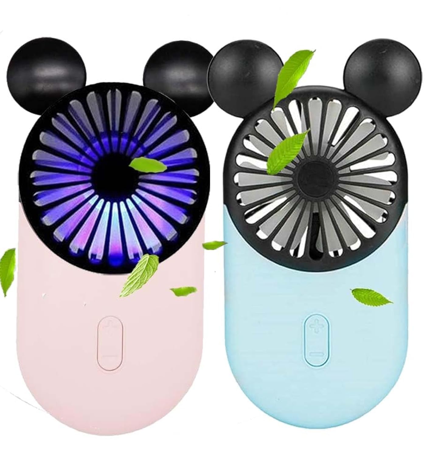 ZSHMJMJ Cute Personal Mini Fan(2 PACK), Mini Handheld USB Rechargeable Portable Fan with Stylish LED Light,3 Speed Adjustable,Cute Mouse,for Kids Girls Woman Home Office Outdoor Travel