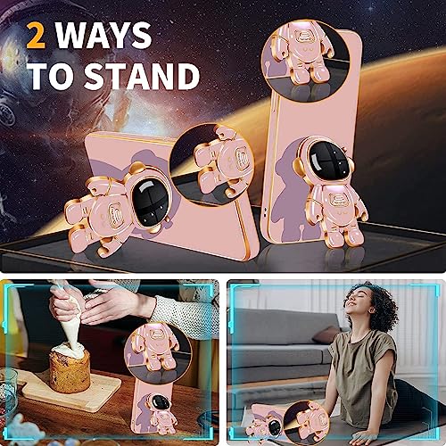 Image of for Realme 9 Pro Plus | Realme 9 / Narzo 50 Pro 5G Case Cute 3D Astronaut Stand Design Camera Protection Shockproof Soft Back Cover for 9 Pro Plus | Realme 9 / Narzo 50 Pro 5G (Purple)