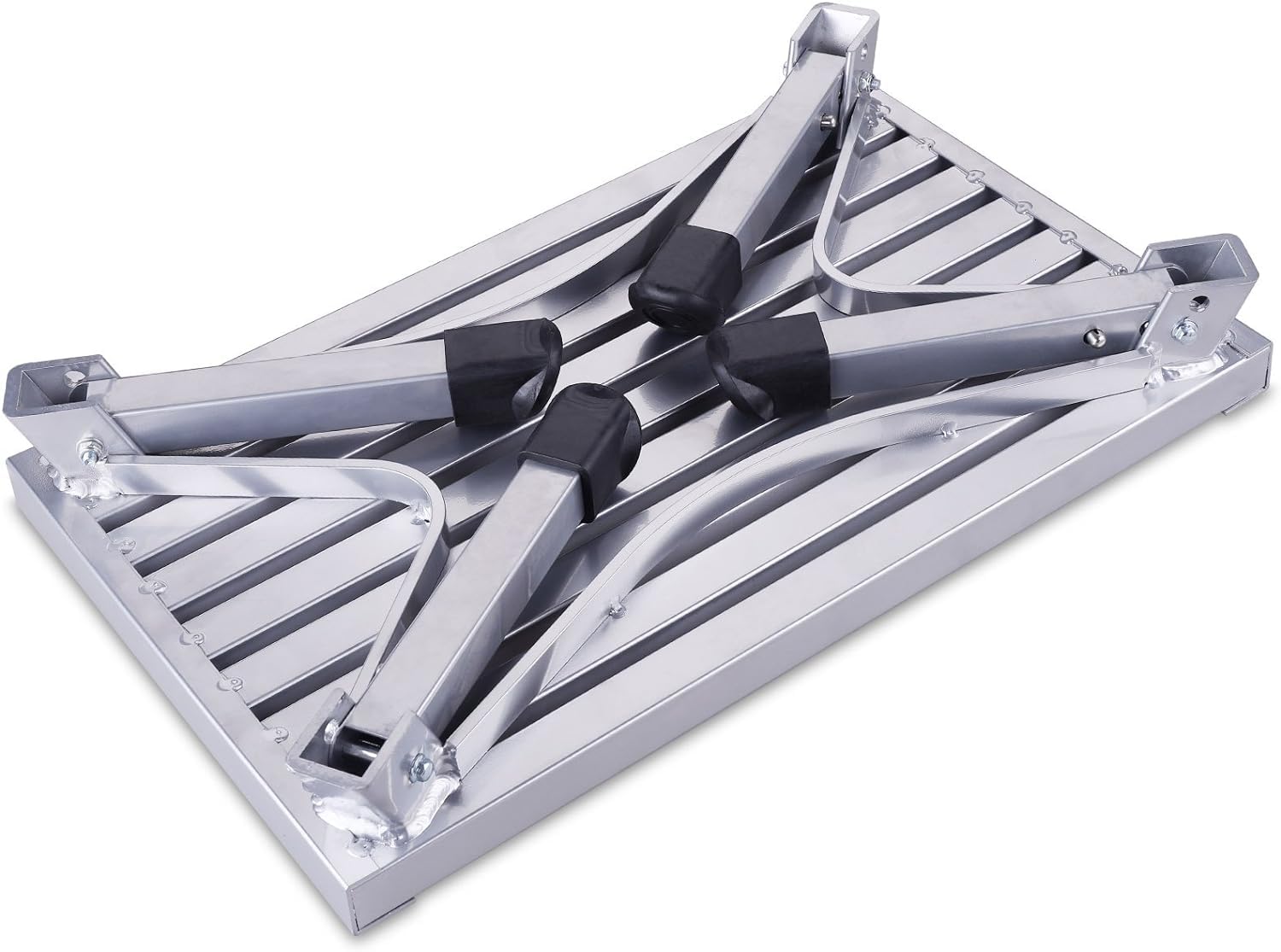 Johgee Marche Pied Pliable Escabeau Pliant Aluminium Marchepied Caravane Antidérapant Capacité 150 kg, Taille 47 x 30 x 23 cm