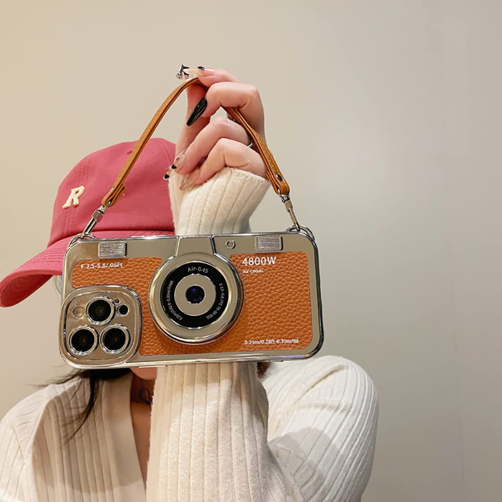 Custodia IPhone 13 Vintage Con Cinturino - Design 3D Fotocamera