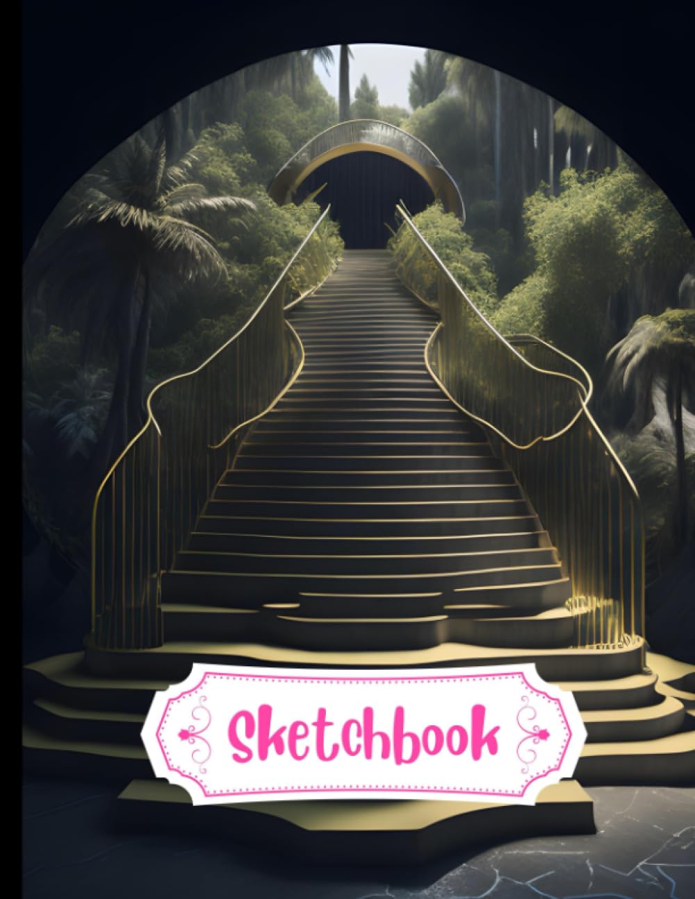 Sketch Book: A Golden Staircase to a Platinum Laptop, Digital Nomad's Oasis, Big Size 8.5x11 Inches, 120 Pages