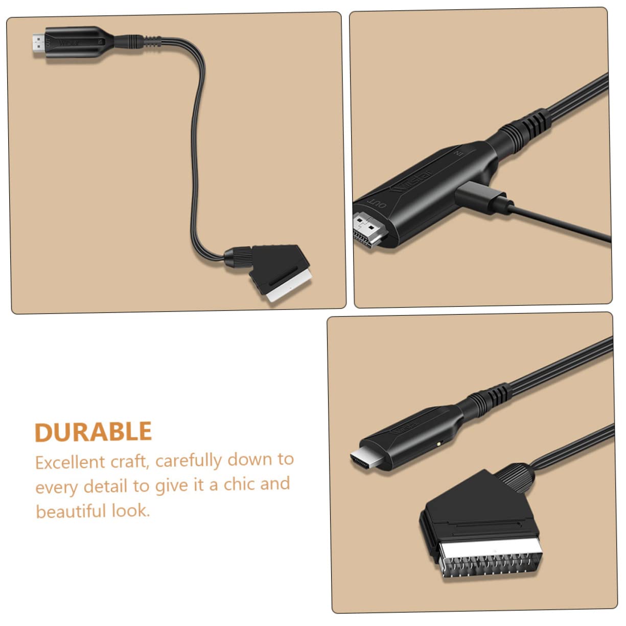 SHINEOFI 5 Pezzi Convertitore Video Scart Adattatore Audio e Video per Tv Vhs e Dvd Design Compatto e Alimentato Tramite USB Consumo