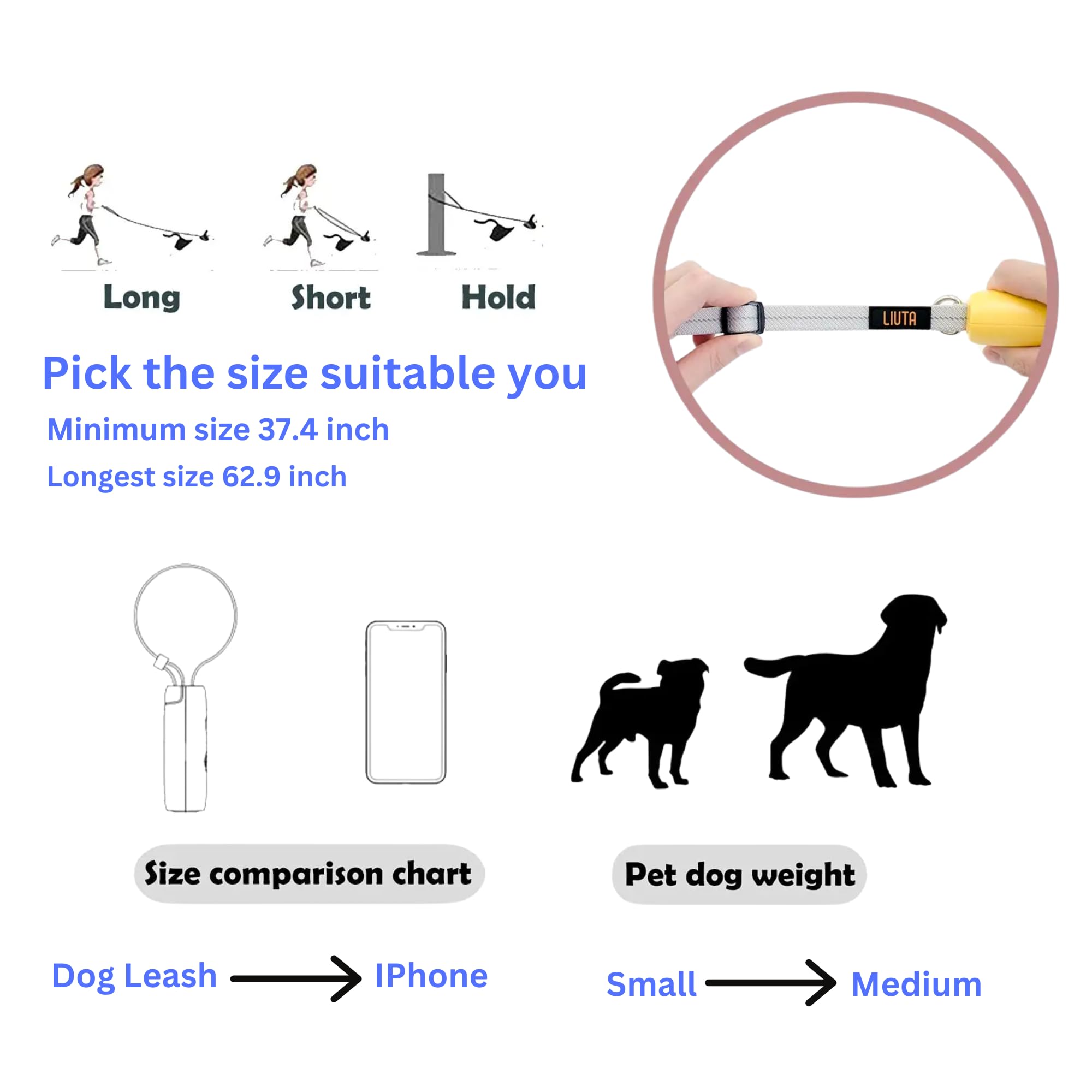 H&A Petcare Leads for Small And Medium Dogs Short Lead for Puppy 6ft Chew Proof Dog Lead, Anti-Lost Dog Leashes (Yellow) - Image 3