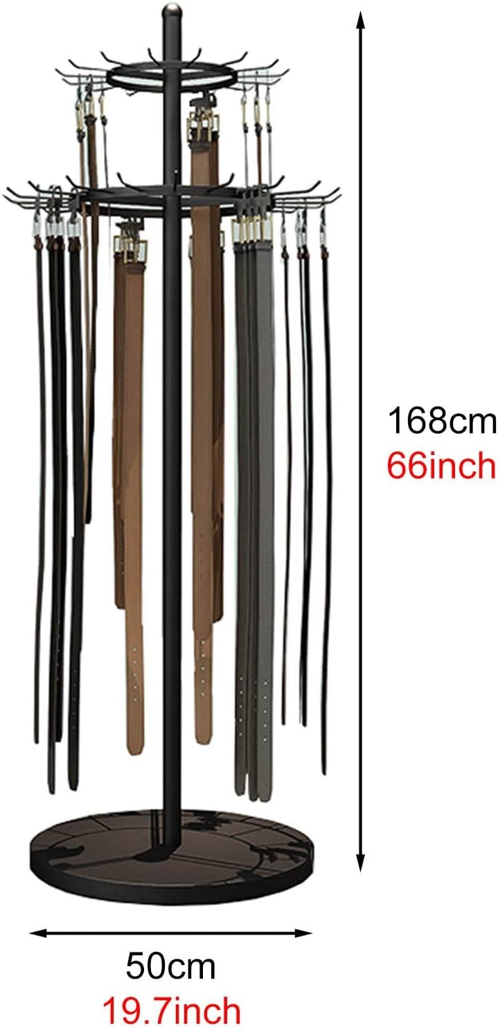 Round Floor Standing Tie Belts Storage Organizer, Scarf Hanger 168cm / 66inch Tall Metal Scarf Display Holder for Men ＆ Women, for Belts/Handbag(Black)