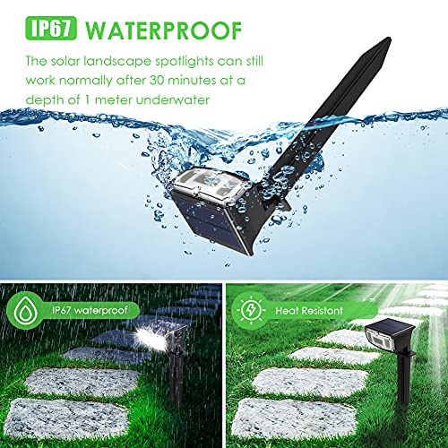 OUSFOT Solar LED Spotlights Outdoor IP67 Solar Garden Lights 4 Pack Solar Lights 2 Lighting Modes for Garden Yard Driveway Walkway - Image 3