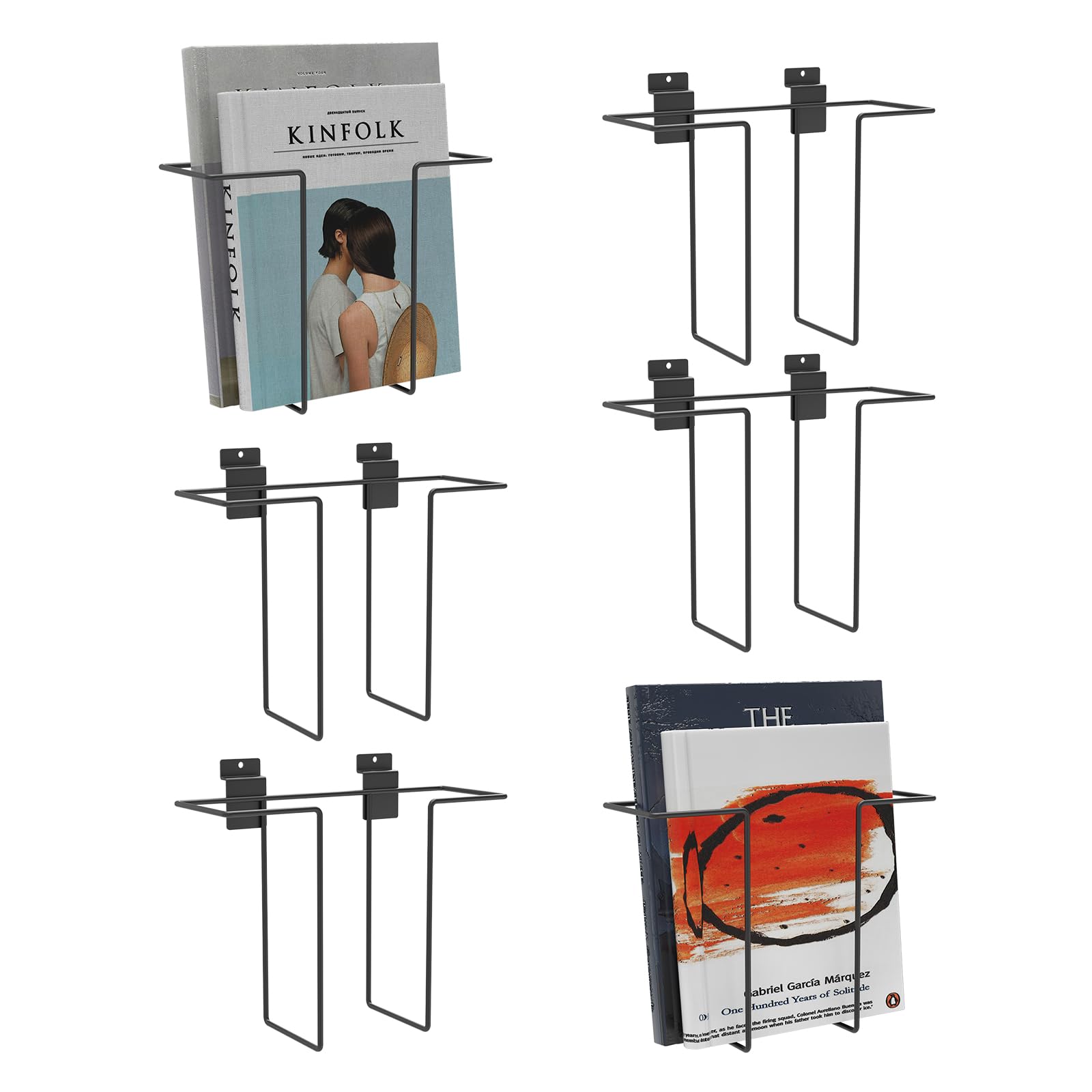 MQKIWAO 6 Pack Literature Display for Slatwall, Metal Wire Magazine Holder Slat Wall Shelf Accessories for Exhibitions Trade Show and Office Retail