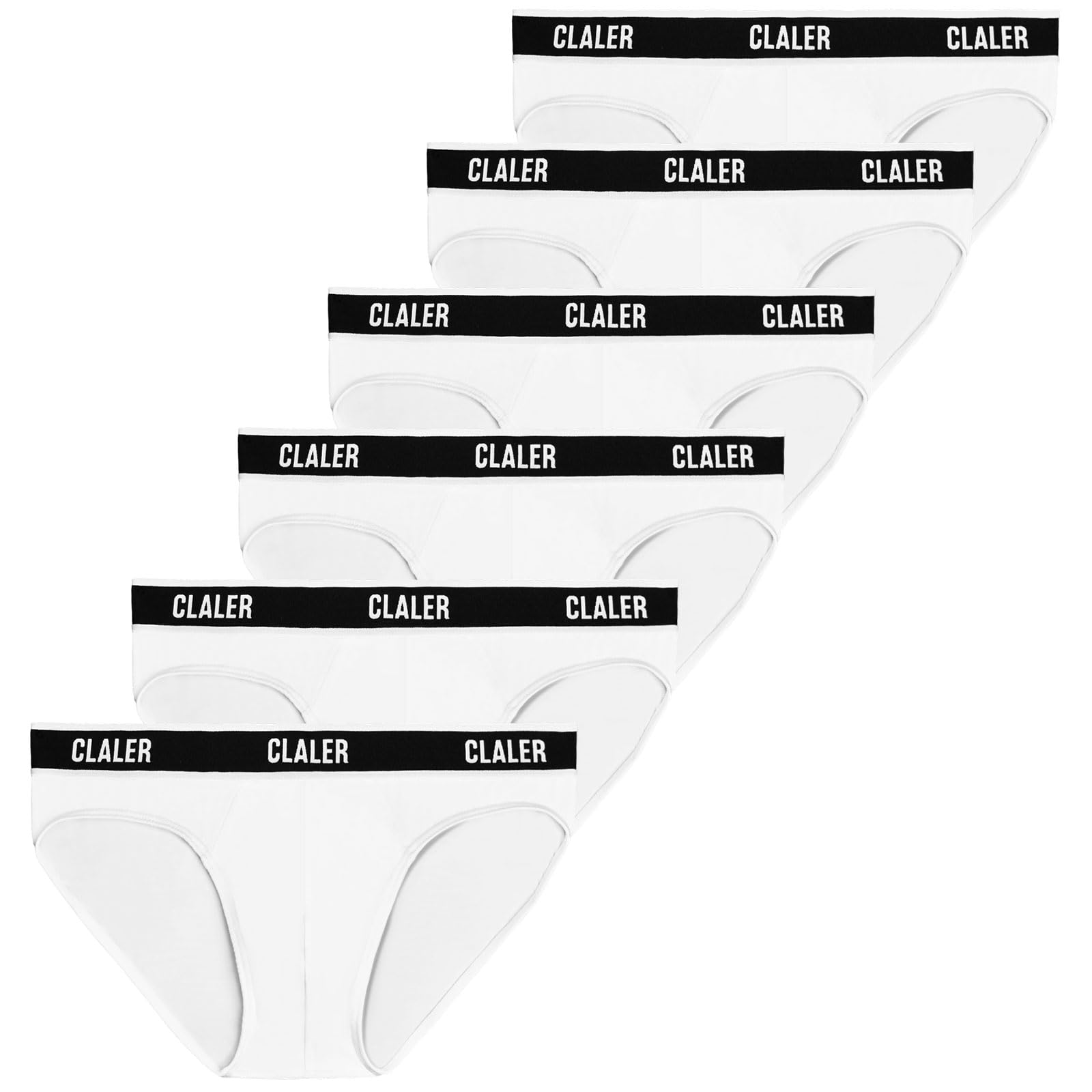 CLALER Slip Herren Bambus Unterhosen Männer Atmungsaktive Unterwäsche mit Stretch Antibakteriell Sport Herren-Slips 6er Pack (Weiß*6,M)