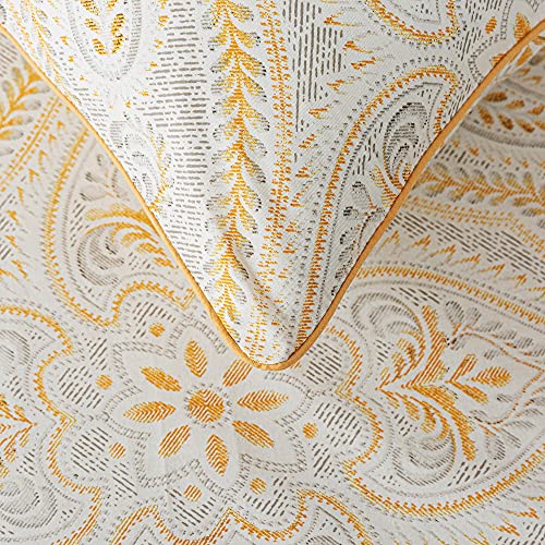 Fadfay HU-XI-201 Luxury Sheets Set Queen Classical Damask Paisley Bedding Luxurious Gold Classy Paisley Bed Sheet Set Breathable 100% Cotton Ultra Soft Hypoallergenic Deep Pocket Fitted Sheet 4Pcs thumb #6