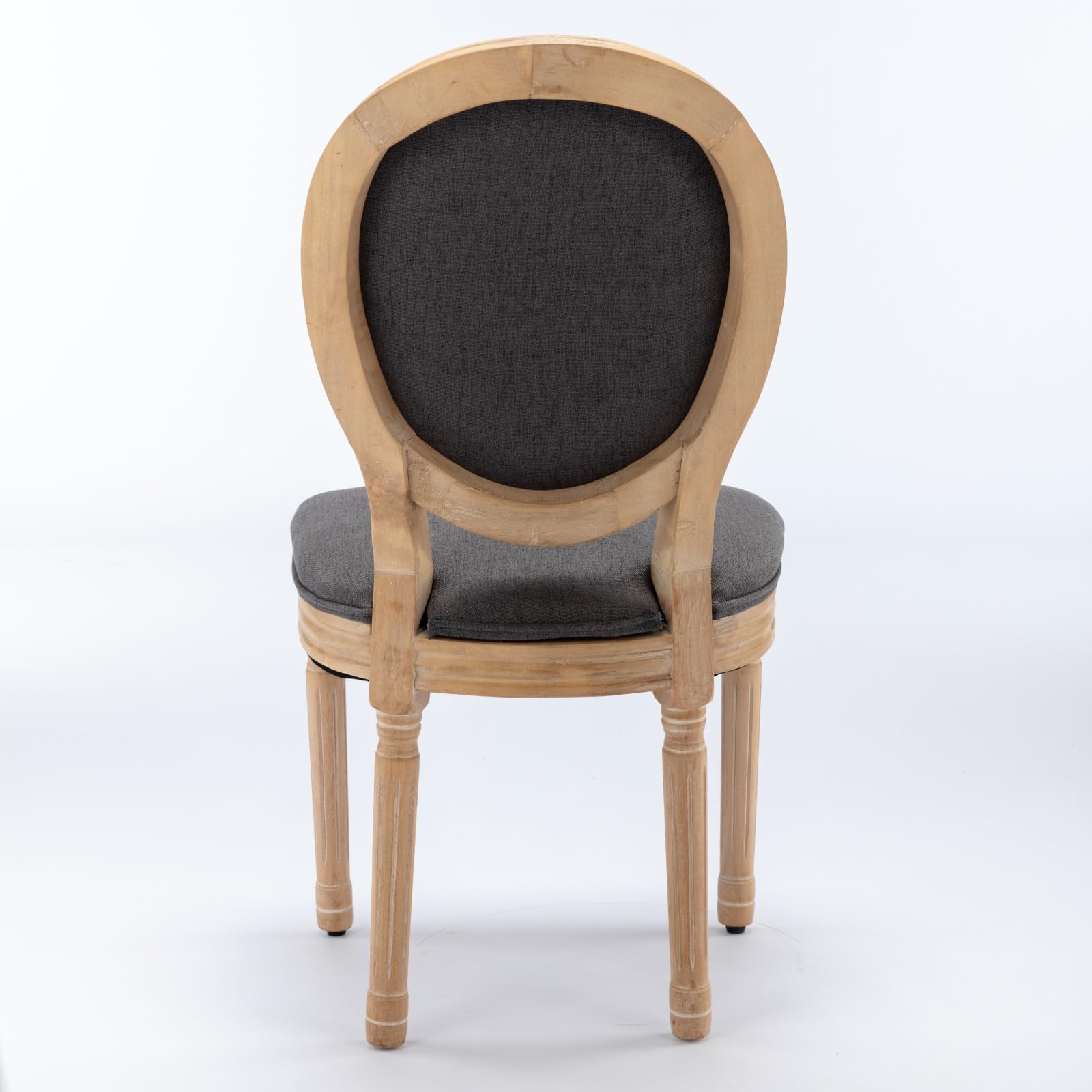 Chaise de Salle à Manger, Lot de 2, Style Campagne Française, Bois Massif de Qualité Supérieure, Assise et Dossier Ovale Entièrement Capitonnés à la Main, Simili Cuir