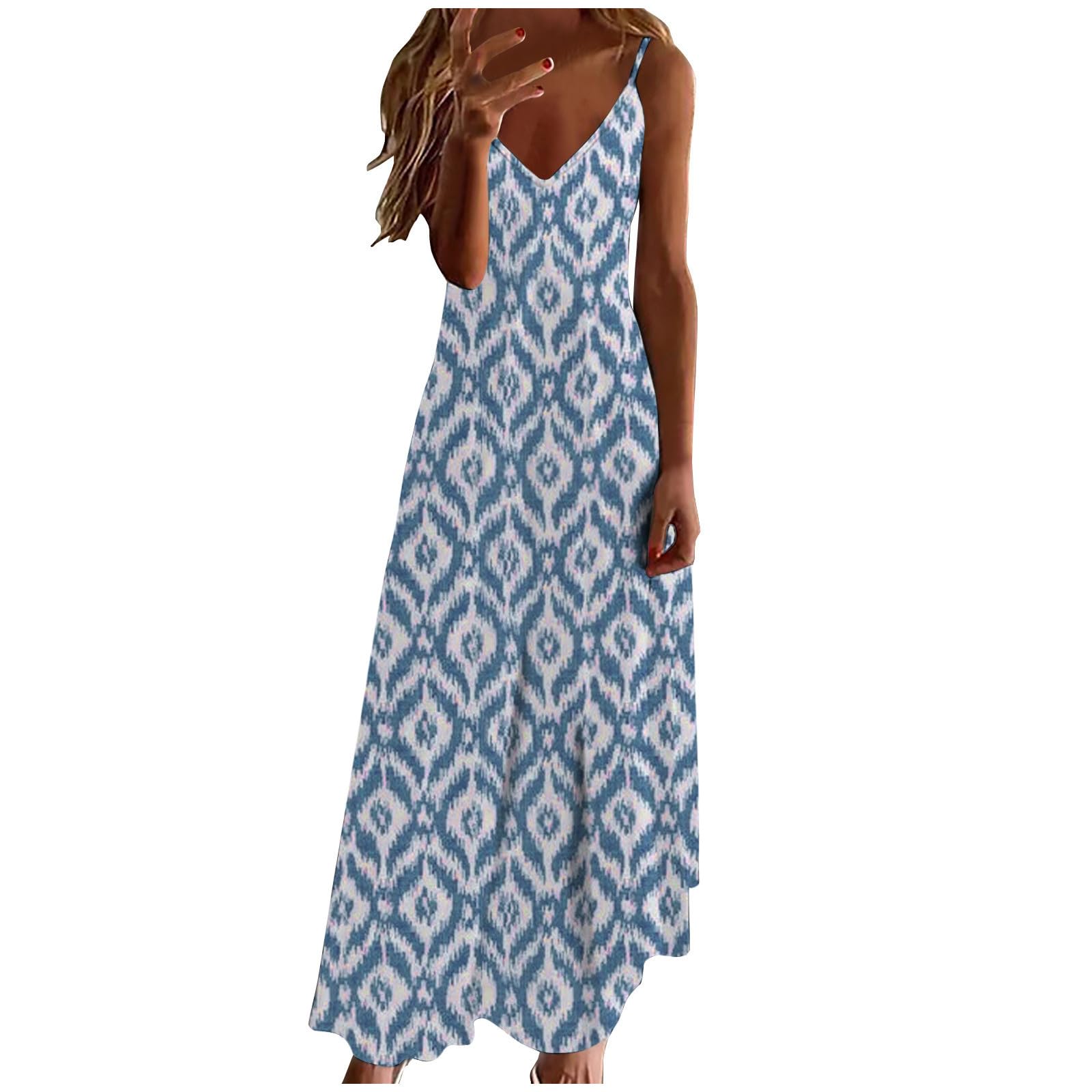 Ceboyel Women Floral Spaghetti Strap Sundress Casual Summer Long