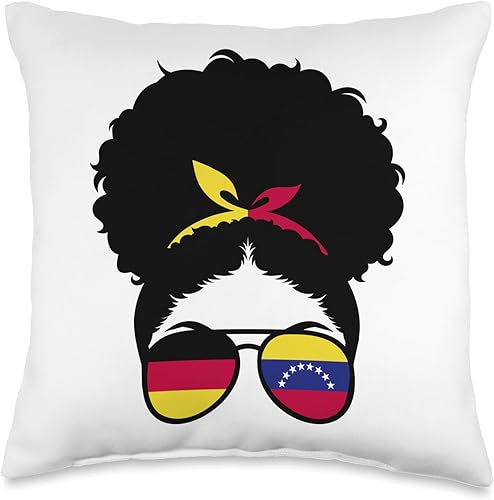 Venezuela Germany Mix Germany and Venezuela Mix Afro Hair Half German Venezuelan Throw Pillow, 16x16, Multicolor disponible en Yaxa Colombia