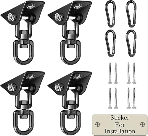 Miniatura 12 de Perchas de columpio resistentes para juegos de madera, capacidad de 2000 libras, colgador de hamaca giratorio de acero inoxidable 360, accesorios