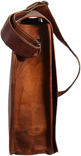 Miniatura 8 de Bolso de cuero con solapa para ordenador portátil con compartimento acolchado y espalda redonda, Marrón desteñido