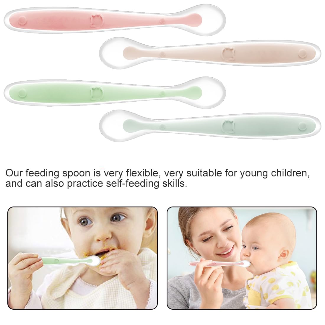 Set 4 Cucchiaini In Silicone Per Svezzamento Neonati - Morbidi, Sicuri E Facili Da Pulire - Foto 9