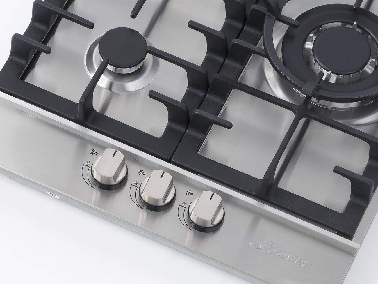 Kaiser 4354 Piano Cottura a Gas 45 cm con 3 valore alti /1 X tre cerchio del Turbo Brenner (3,8kw) con Adattatore per WOK IN GHISA/ ANTI Touch,accensione automatica/gas naturale e propano
