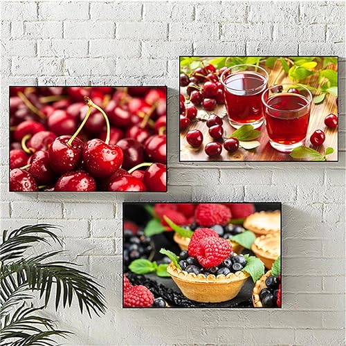Peinture cerisier et baies sur toile pour créer une ambiance naturelle dans votre salon