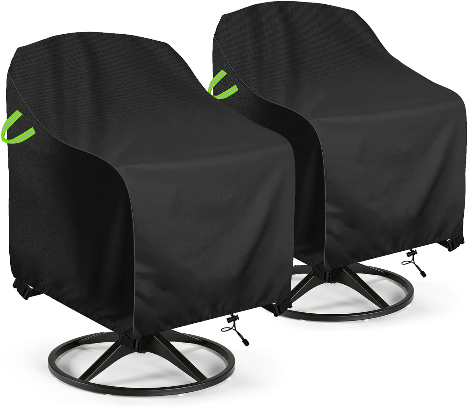 Swivel Patio Chair Covers 2 Pack, 600D Heavy Duty Waterproof Outdoor Furniture Covers for Lawn Lounge Seat, Wicker, Swivel, Adirondack, Rocking Chairs, 30" W x34 L x38.5 H, Black