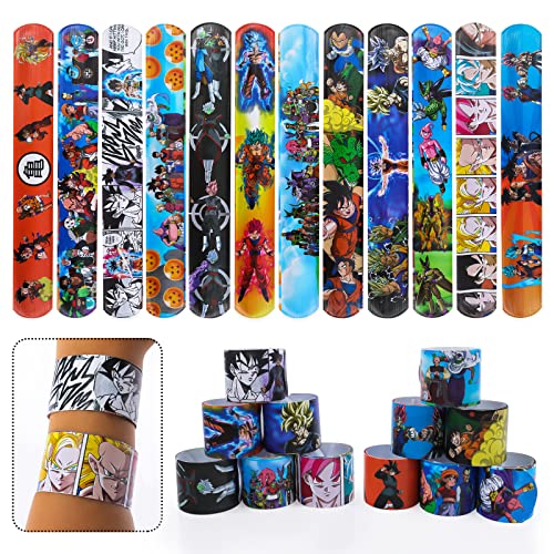 Gxhong Dragon Ball Bracelets Enfants Snap Band,Clap Bracelets Slap Bracelets Claque, avec Dragon Ball Motifs Slap Bracelet Enfant,Slap Bracelets pour Enfants,Slap Band Bracelets pour Enfants,12pcs