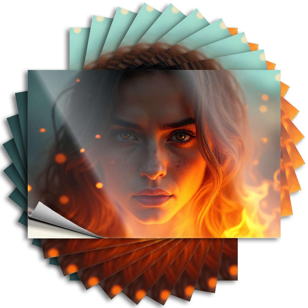 Decal Teenage Durable Vinyl - Flaming Hair Intense Gaze Fiery Ambiance Water for Hunting Use(8X12CM)