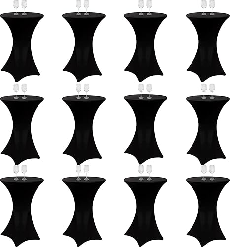 Mantel redondo de elastano de 32 x 43 pulgadas, para mesa de cóctel, mantel redondo elástico ajustable para mesa de fondo redonda, bar, pub, boda,