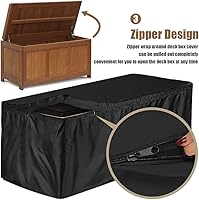 Vista 4 de Cubierta para caja de cubierta impermeable resistente al agua, caja de almacenamiento para patio, con cremallera, funda de banco otomano