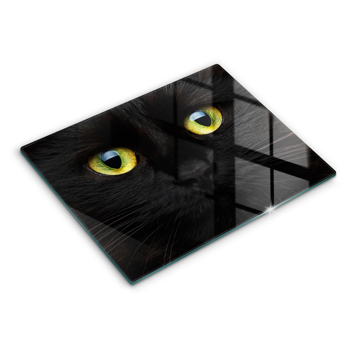 Planche à découper 52x40cm Wallfluent motif yeux de chat en verre résistant pour la cuisine