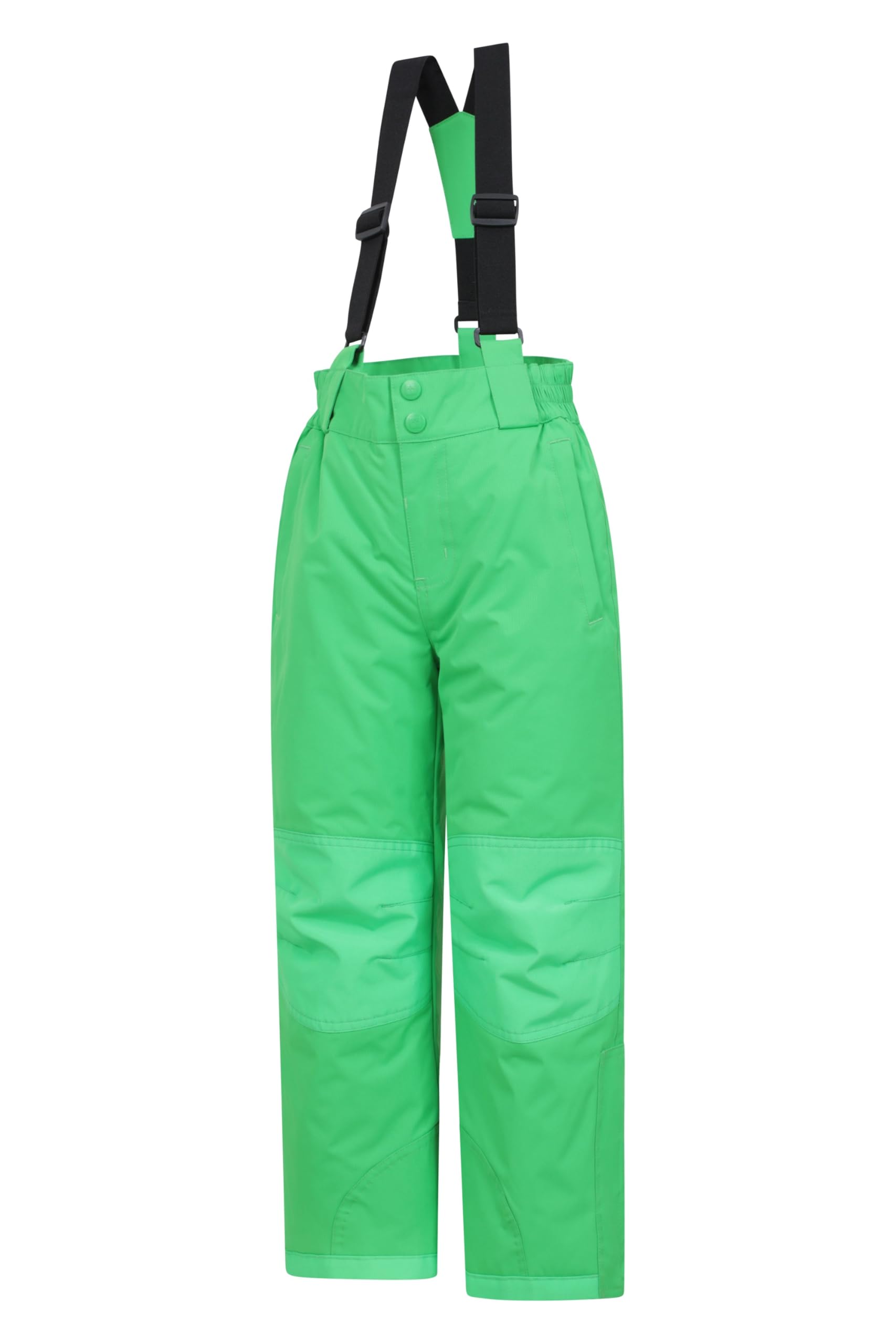 Mountain Warehouse Pantalón de esquí Raptor para niños - Rodillas reforzadas, 2 Bolsillos, pantalón Impermeable a la Nieve, Cremallera en el Tobillo y Tirantes Desmontables, Invierno Verde 13 Años