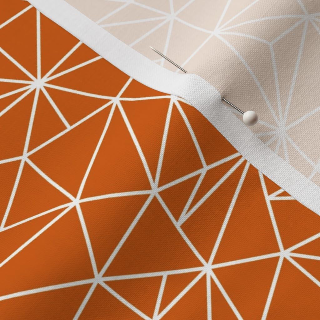 Spoonflower Fabric - Geo Orange Abstract Triangles Star Map Constellations Galaxy Printed on Petal Signature Cotton Fabric Fat Quarter - Sewing Quilting Apparel Crafts Decor