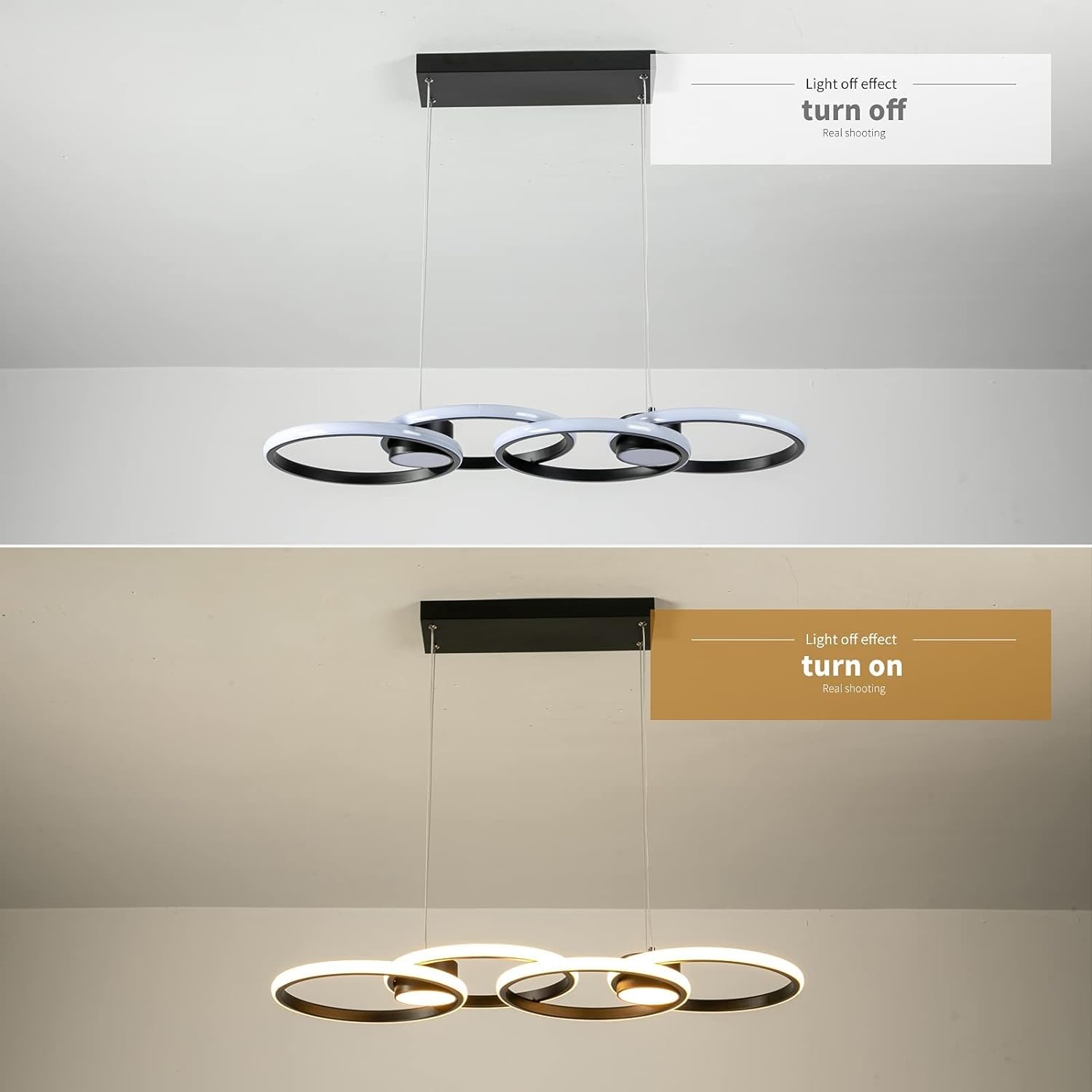 Suspension LED Plafond Moderne Lampe Suspendue En Aluminium Hauteur Réglable 80W Lustre Restaurant Luminaire Dessus De Table Avec Télécommande Gradation Convient Pour Salon Îlot De Cuisine(Blac
