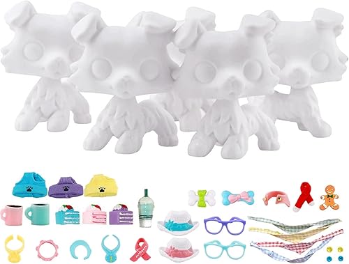 Miniatura 1 de 5 bases blancas Collie para tienda de mascotas diseño de pintura personalizada para tu mascota y 7 accesorios aleatorios 5 bases blancas Collie