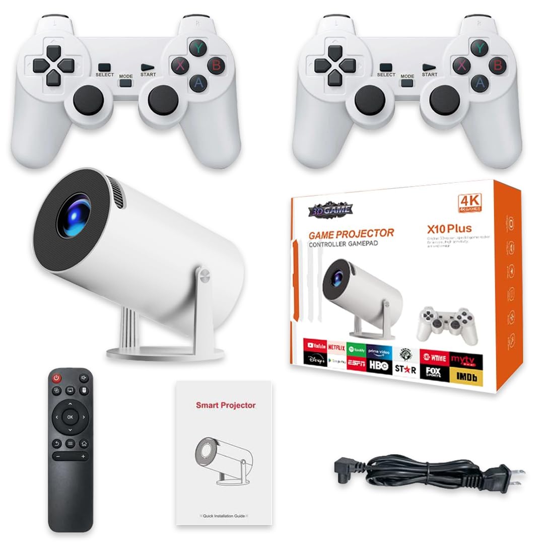 X10 Plus Retro Game Console with Projector, Plug and Play TV Video
