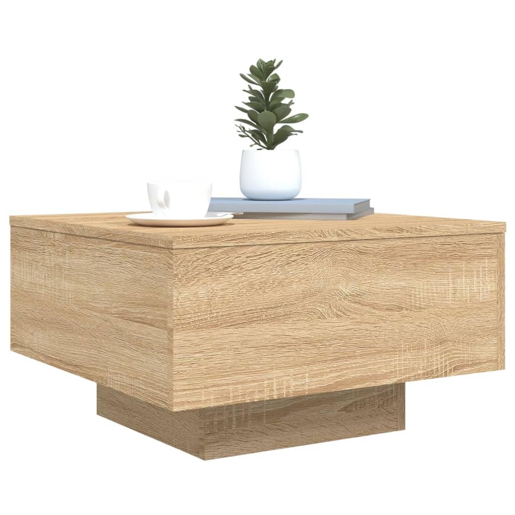 IKAYAA Mesa de Centro Baja y Moderna para Salón, Mesa de Café Roble Sonoma 55 x 55 x 31 cm