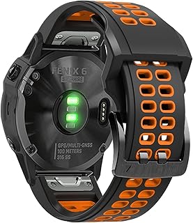 22mm 26mm Quickfit Watch Strap for Garmin Fenix 7 Fenix 6 7X 5 5 Plus Forerunner 935 945 Quick Release Silicone Watch Wristband (Color : Black Orange, Size : Forerunner 935 945)