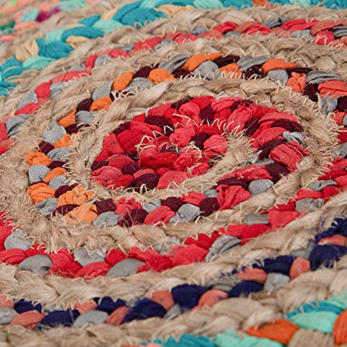 Simplihome Margo Round Pouf, Footstool, Upholstered In Multi Color Hand Braided Jute, For The Living Room, Bedroom And Kids Room, Boho, Contemporary, Modern #TOP2
