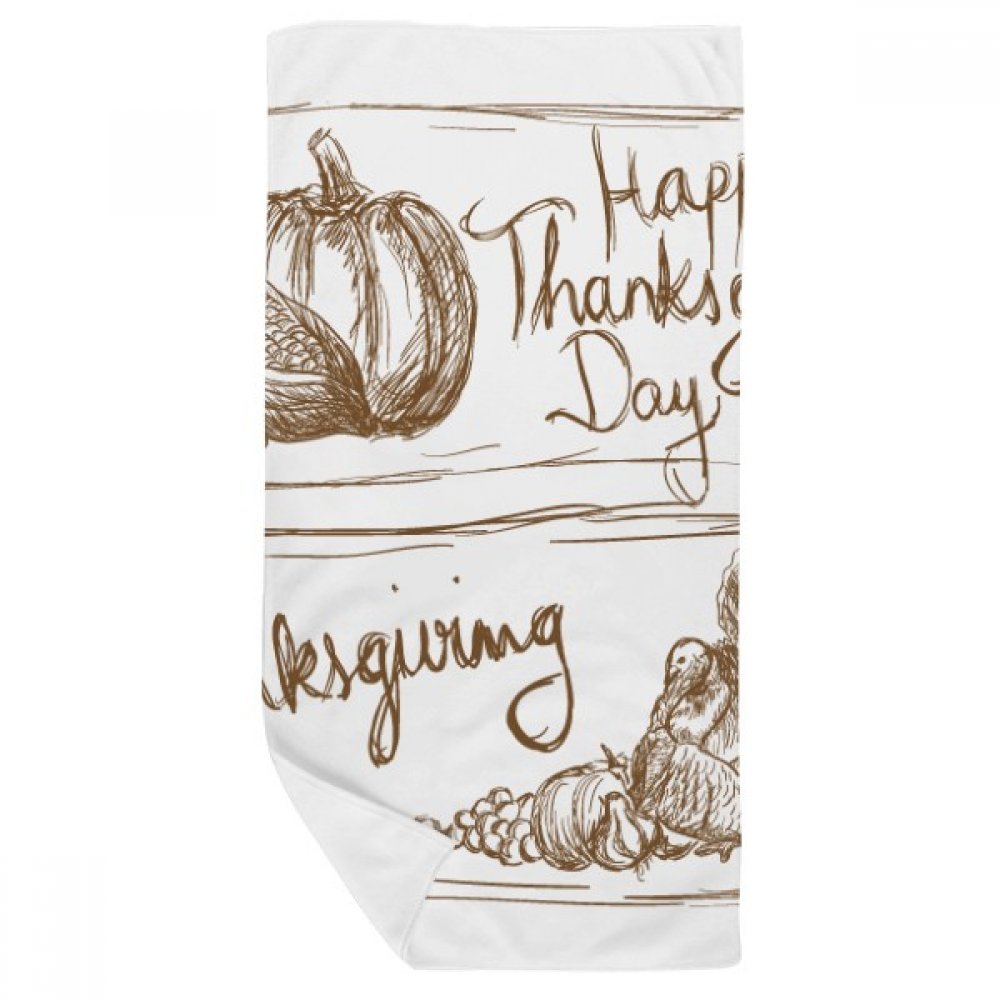 Serviette de bain douce 35x70cm gris multicolore Thanksgiving pour douche et toilette visage