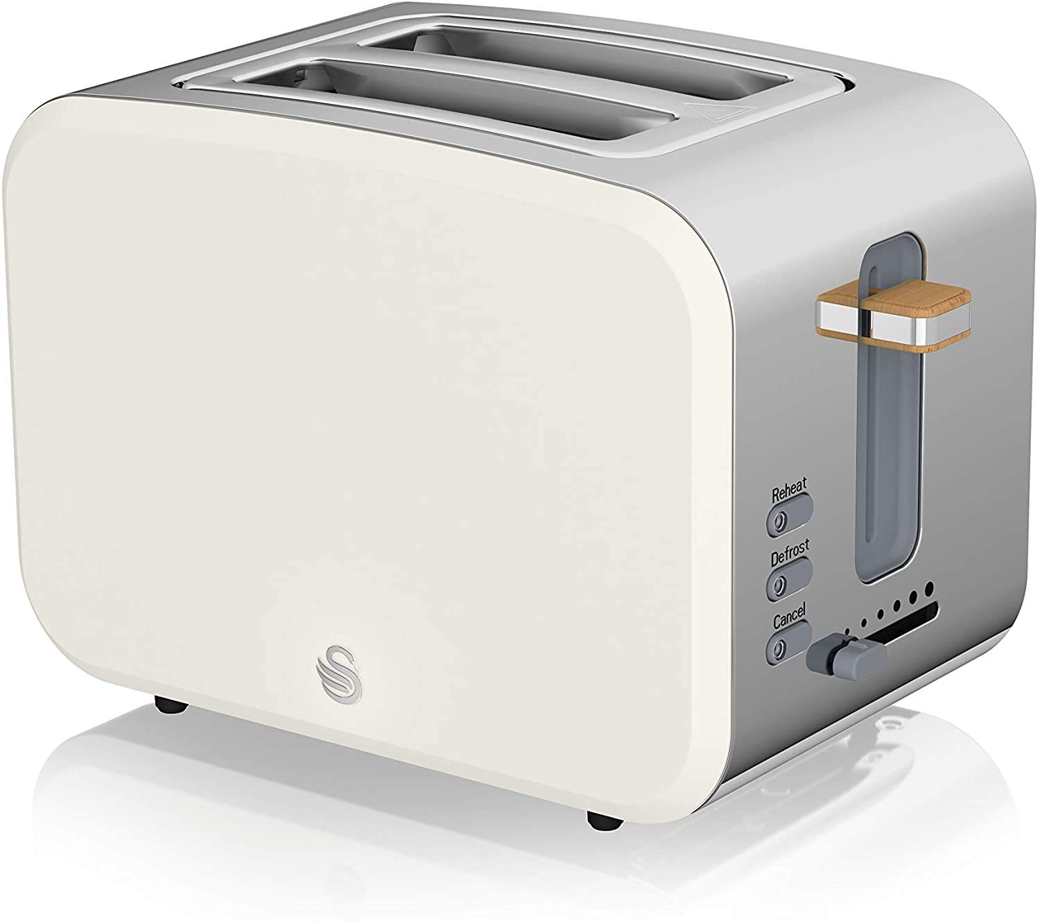 Swan Nordic zestaw śniadaniowy czajnik elektryczny 1,7 l, 2200 W, toster do chleba z szerokim otworem, 2 kromki, kuchenka mikrofalowa 20 l, cyfrowy, nowoczesny design, efekt drewna, biały