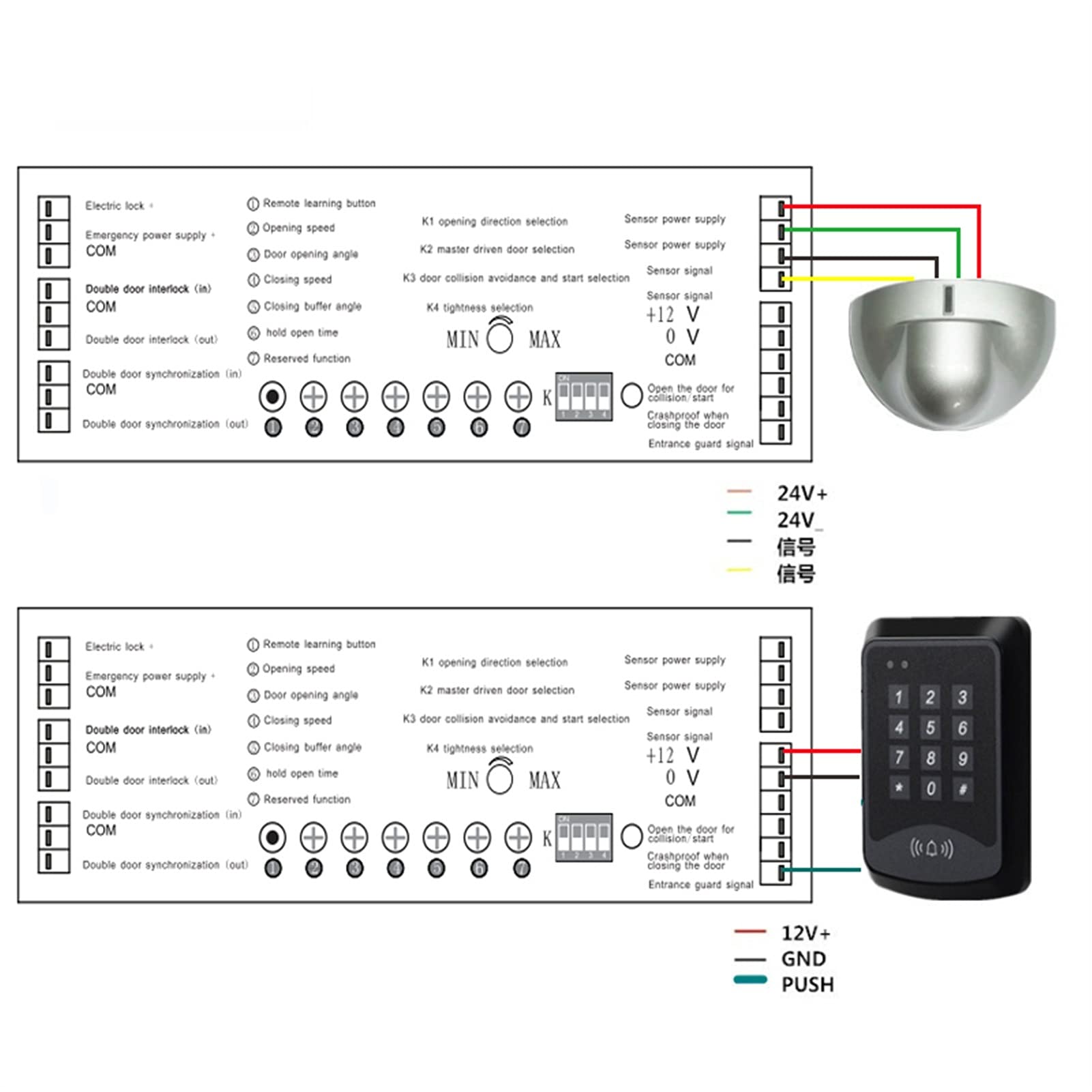 Abrepuertas Smart Home automático abridor de puerta oscilante cerrador eléctrico de puerta de garaje mando a distancia con sensor opcional Motor de puerta grande Diseño inteligente (plata)