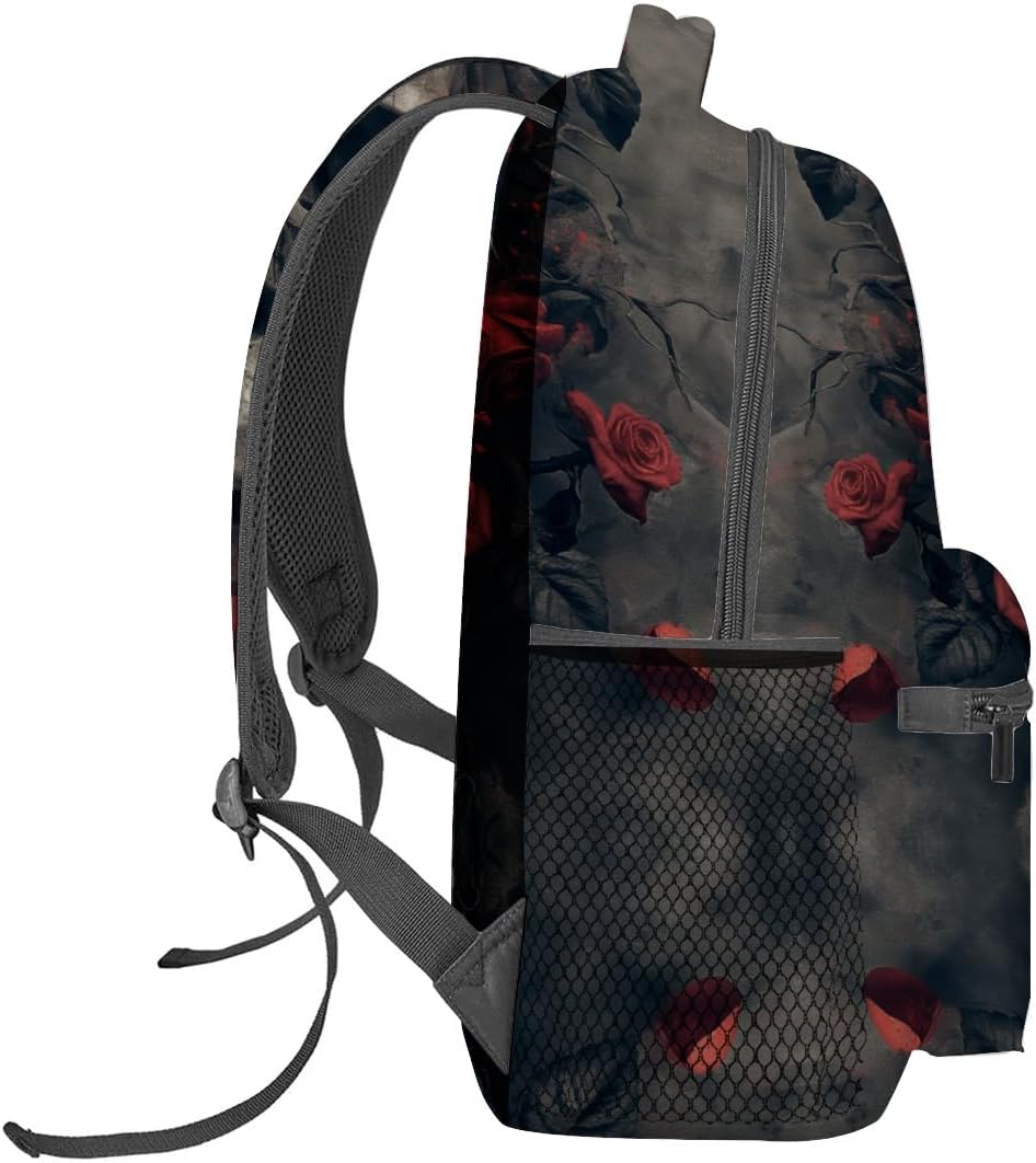 Skull Rose Backpack Travel Backpacks Laptop Rucksack,School Bookbag for Women Kids Boys Girls,Gothic Back Pack Accessories Bags,Ideal Gifts for Work, Outdoor Adventures
