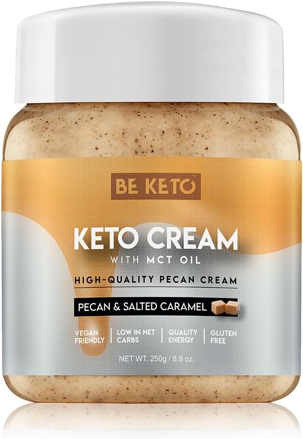 BeKeto krem keto pekan i solony karmel z olejem MCT do smarowania roœlinnego do wegañskiej ¿ywnoœci przyjaznej dla keto bez glutenu, 250 g