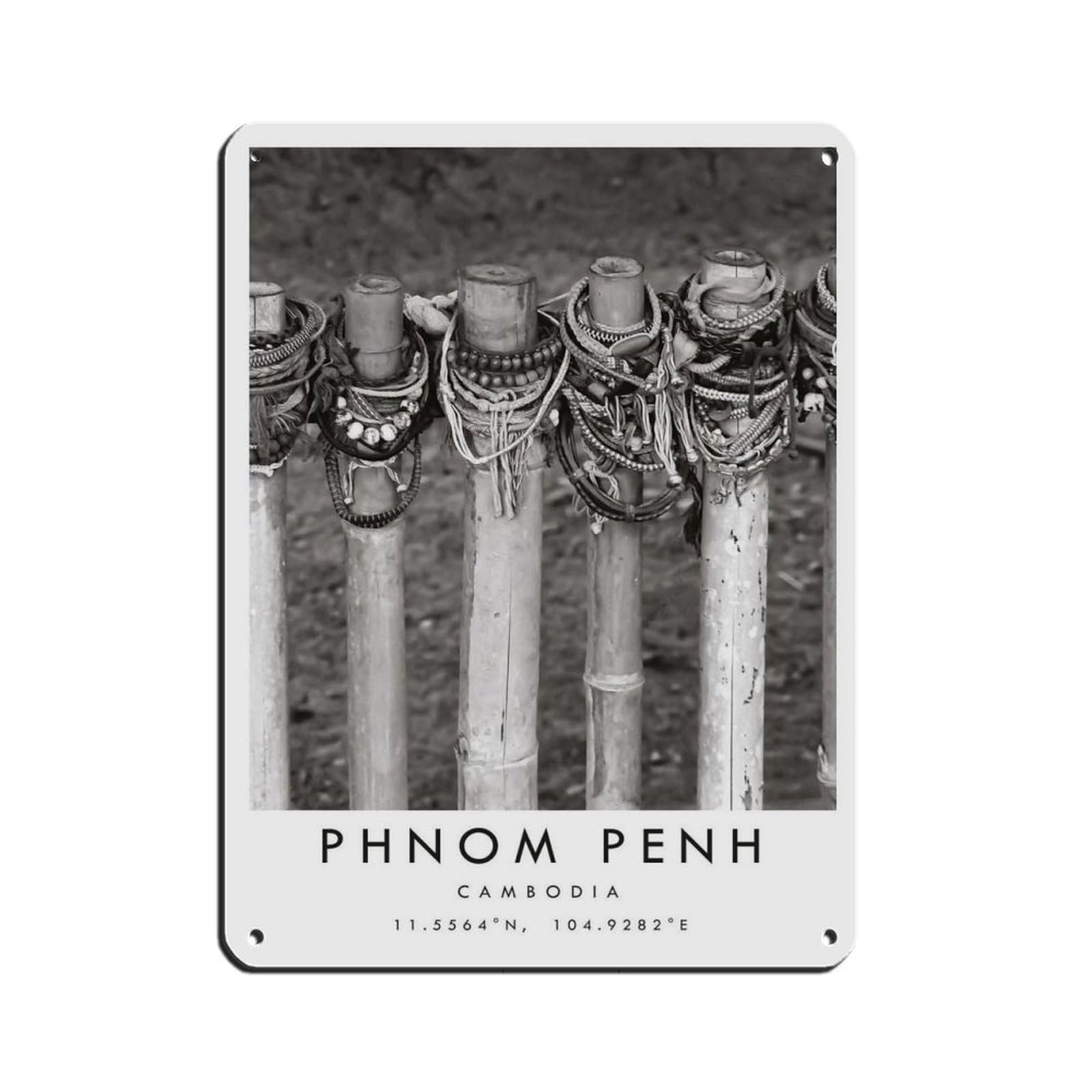 Phnom Penh Travel, Cambodia Poster（43） Tin Sign Vintage Metal Pub Club Cafe Bar Home Wall Art Decoration Poster Retro 12x16inch(30x40cm)