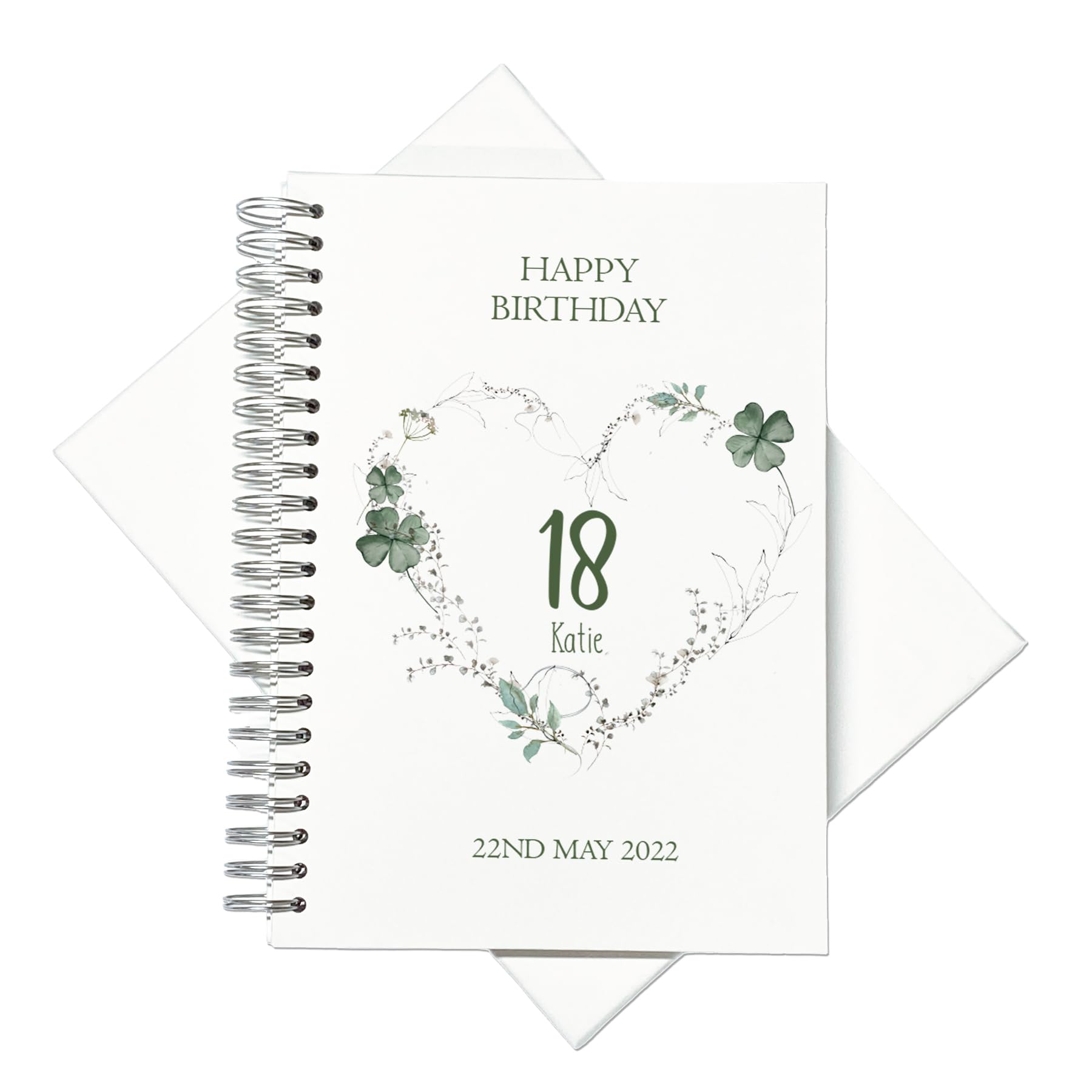 Large A4 Birthday Album Scrapbook Guest Book Boxed Green Clover Heart Any Age 18th 21st 30th 40th 50th 60th 70th (Peronalised Book)