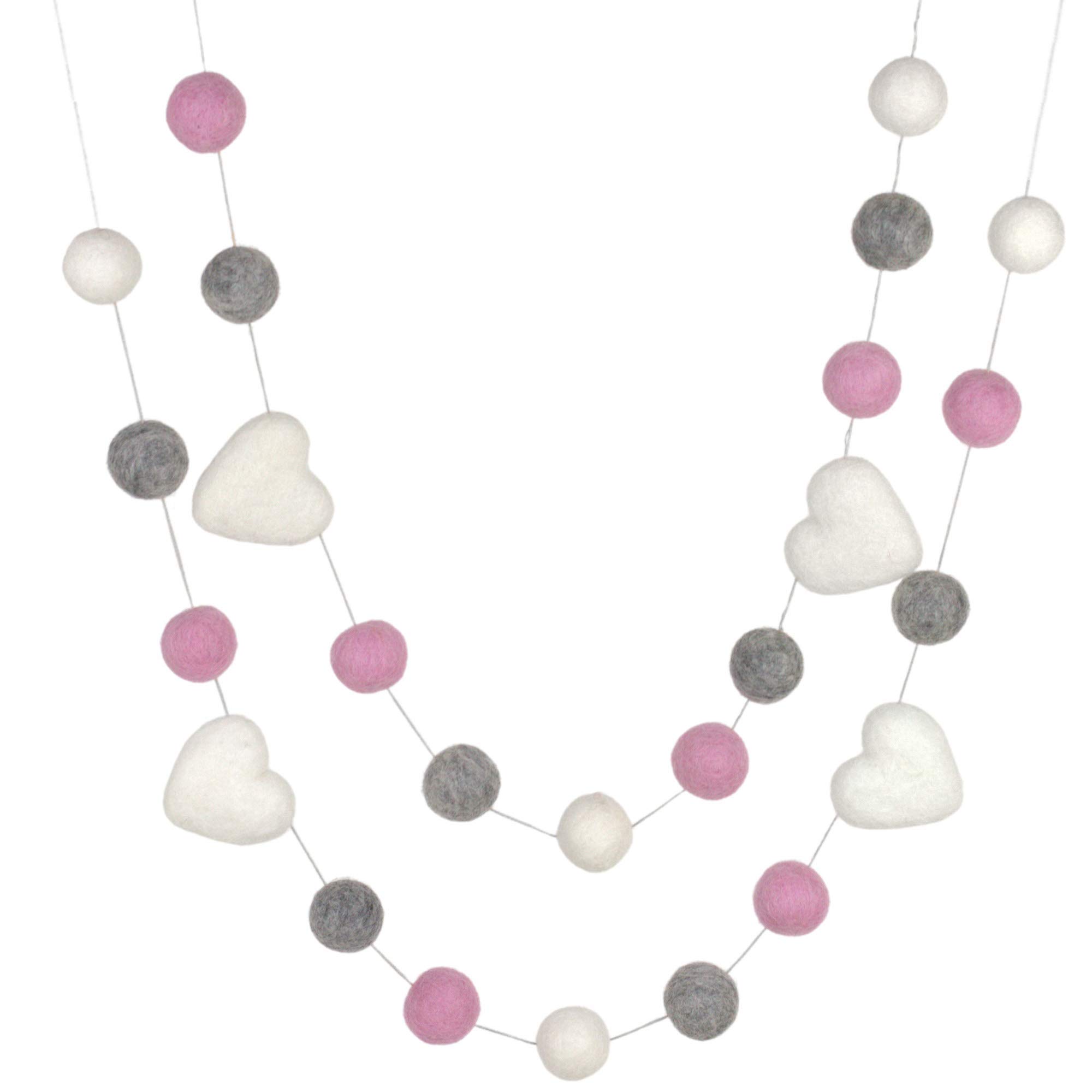 Heart Felt Garland- Baby Pink, Gray, White- 1